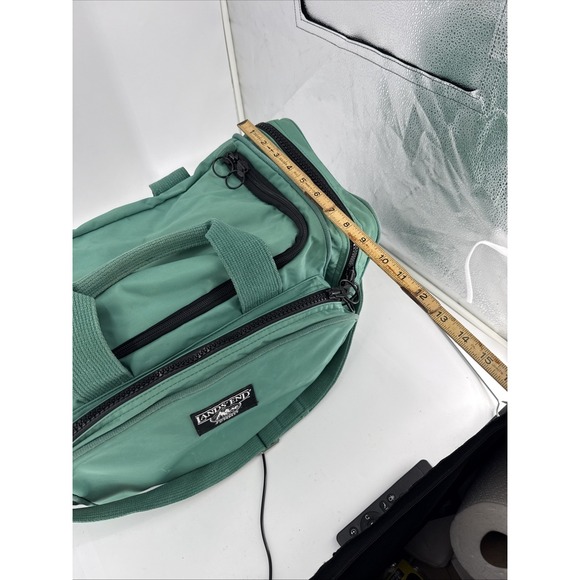 Lands End Summit YKK Duffle Bag-Green/Blue-Travel-Front & Side Zip Pockets - Picture 4 of 16